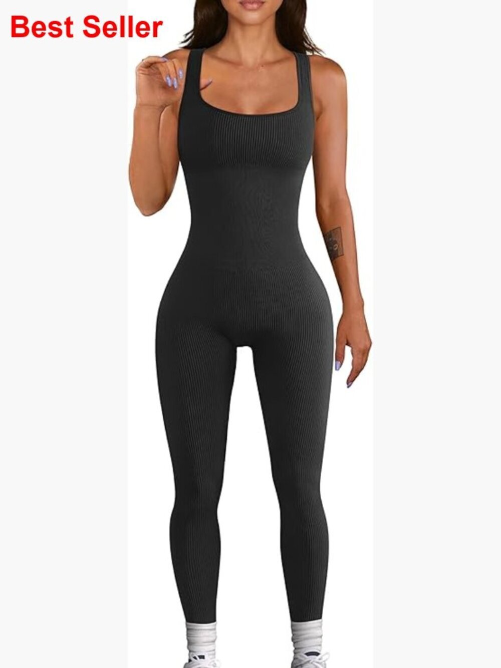 Seamless Ribbed Jumpsuit Yoga Bodycon Romper Workout Wear